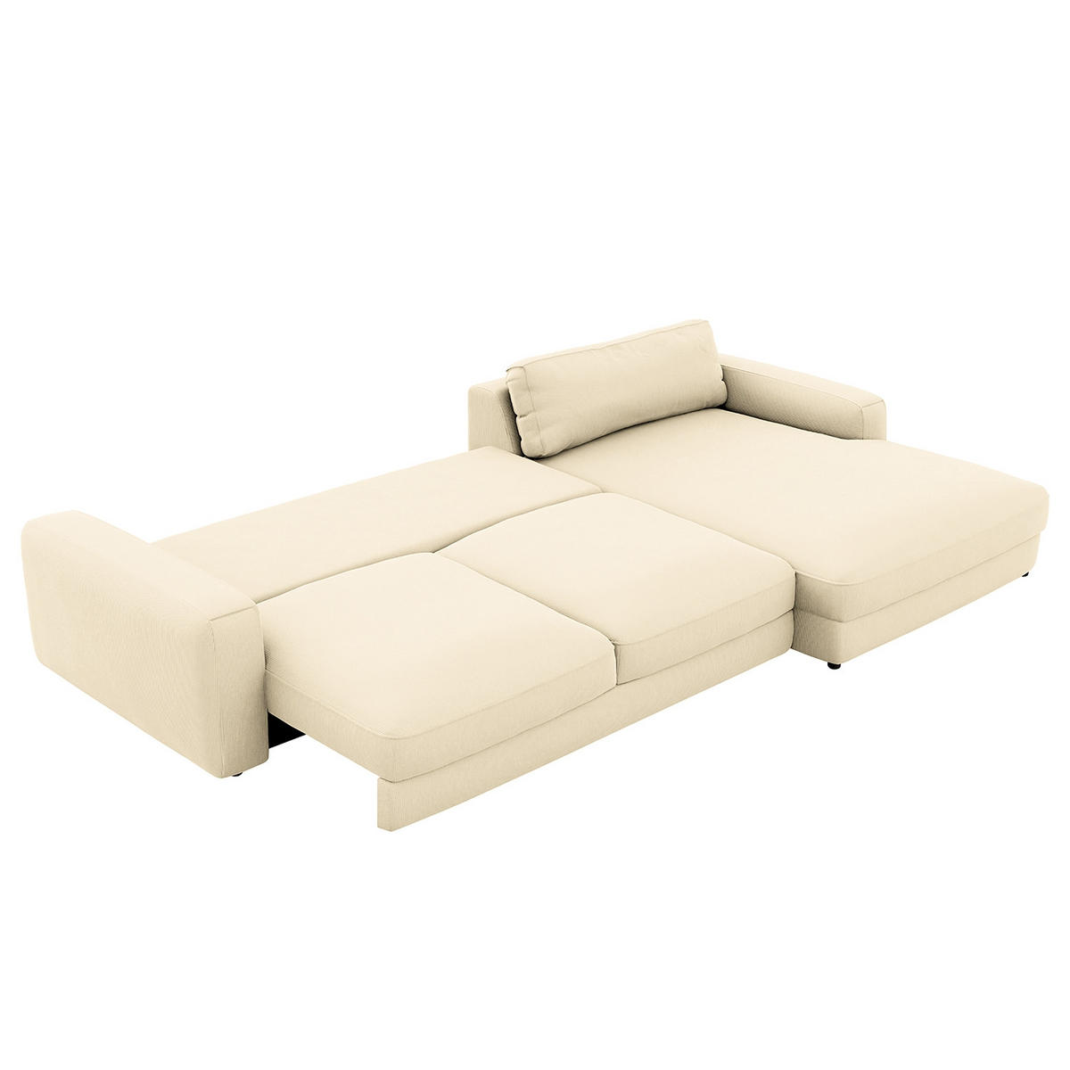 ECKSOFA in Cord Creme  - Creme/Schwarz, Modern, Textil (303/84/176cm) - Trendmanufaktur