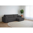ECKSOFA inkl. Funktionen Dunkelgrau Cord  - Dunkelgrau/Schwarz, Design, Textil (267/141cm) - Xora