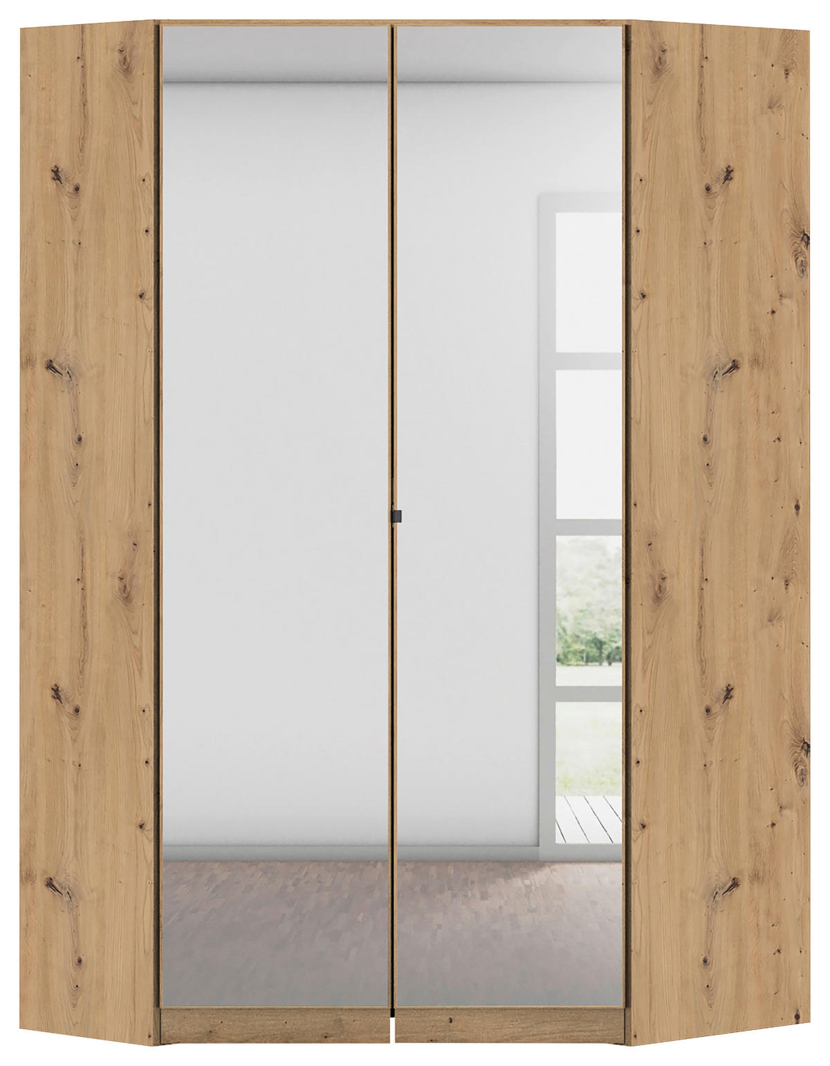 ECKKLEIDERSCHRANK 117/197/104 cm  - Chromfarben/Eiche Artisan, MODERN, Holzwerkstoff (117/197/104cm) - Rauch Möbel