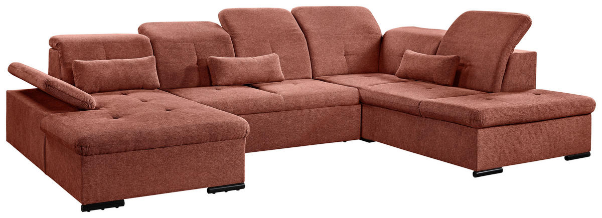 WOHNLANDSCHAFT Rostfarben Chenille  - Rostfarben/Grau, KONVENTIONELL, Kunststoff/Textil (240/340/188cm) - Carryhome