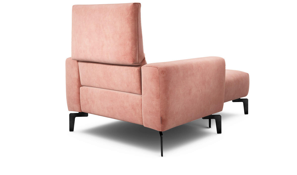 Sessel inkl. Hocker Samt    - Schwarz/Rosa, Design, Textil/Metall (110/85/86-94cm) - SENSOO
