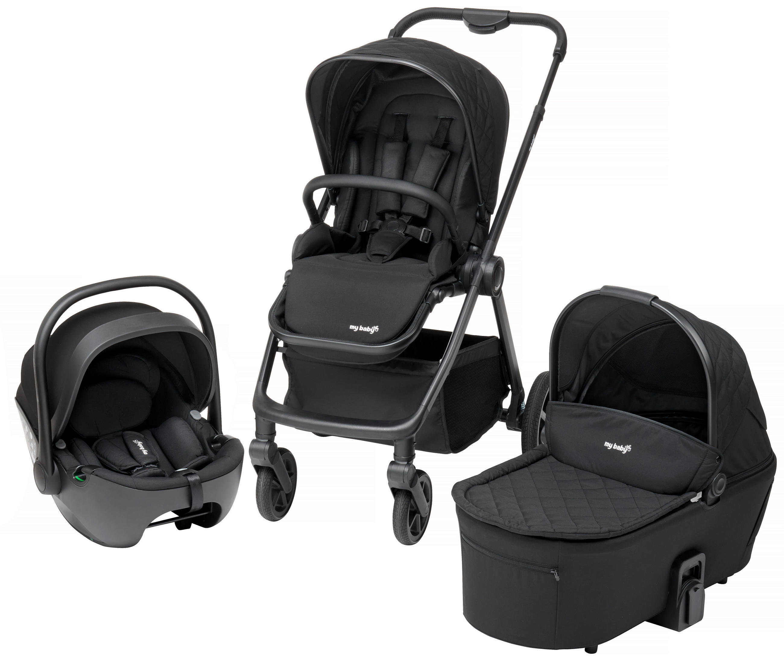 KINDERWAGENSET   schwarz  - Schwarz, Basics, Textil/Metall - My Baby Lou