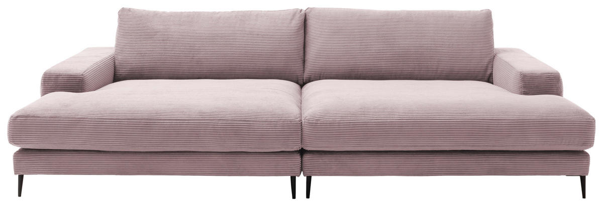 BIGSOFA in Cord Rosa  - Schwarz/Rosa, Design, Textil/Metall (296/83/177cm) - Dieter Knoll