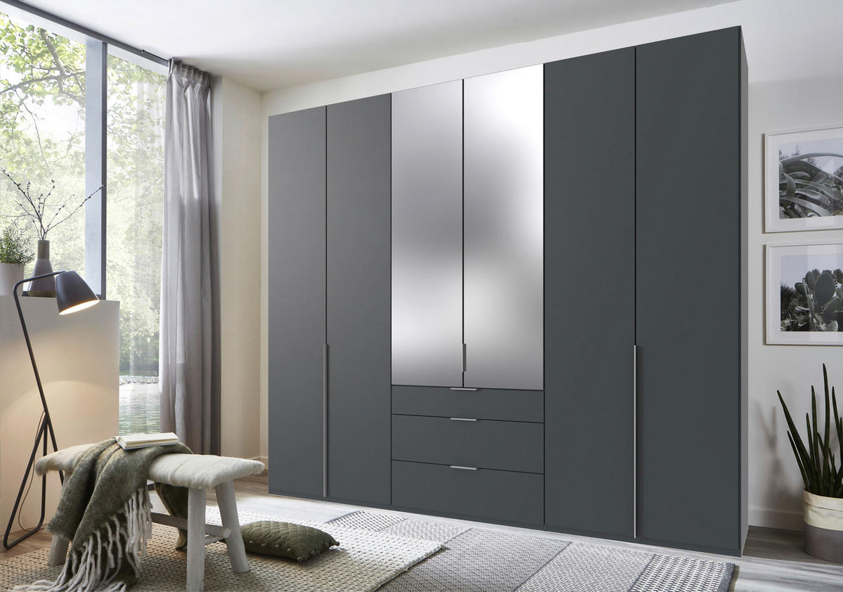 DREHTÜRENSCHRANK in Graphitfarben  - Alufarben/Graphitfarben, Modern, Glas/Holzwerkstoff (270/236/58cm) - MID.YOU