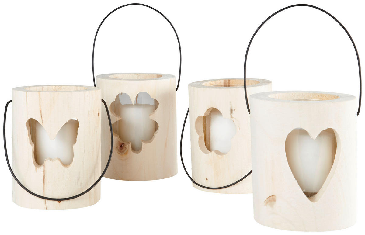 SVEĆNJAK ČAŠA - bela, Osnovno, staklo/drvo (13/15cm) - Ambia Home