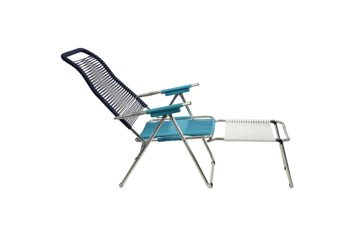 GARTEN-RELAXSESSEL 60/110/48 cm  - Blau/Alufarben, Design, Kunststoff/Metall (60/110/48cm) - Jan Kurtz