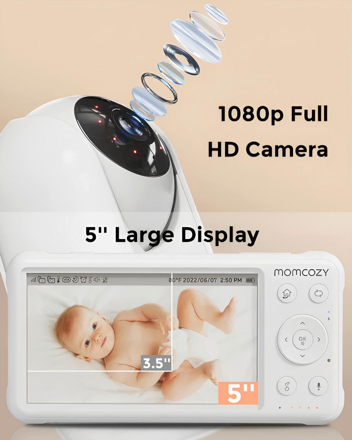 BABYPHONE 150 m  - Weiß, Basics, Kunststoff (8,5/15/8,5cm) - Momcozy