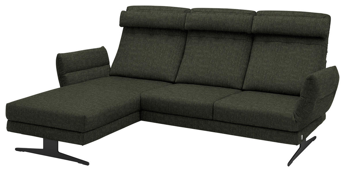 ECKSOFA  in Flachgewebe Dunkelgrün  176-217/279-327 cm  - Dunkelgrün/Schwarz, Design, Textil/Metall (176-217/279-327cm) - Dieter Knoll
