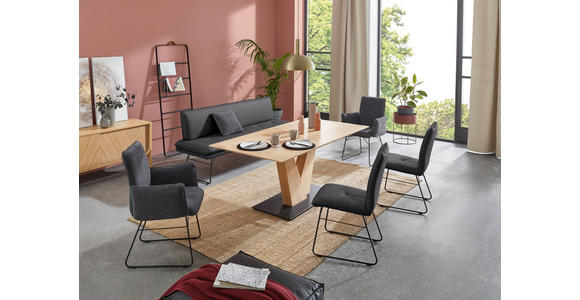 SITZBANK in Metall, Textil Schwarz  - Schwarz, Design, Textil/Metall (195/87/65cm) - Dieter Knoll