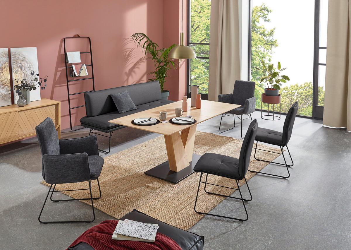 SITZBANK in Metall, Textil Schwarz  - Schwarz, Design, Textil/Metall (195/87/65cm) - Dieter Knoll