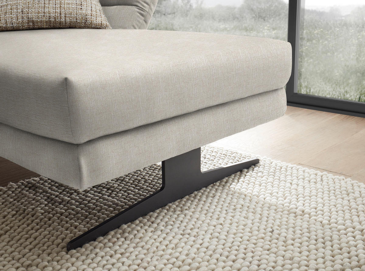 ECKSOFA in Flachgewebe Naturfarben  - Schwarz/Naturfarben, Design, Textil/Metall (279-327/176-217cm) - Dieter Knoll