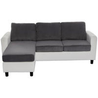 ECKSOFA Dunkelgrau Cord  - Dunkelgrau/Schwarz, Design, Kunststoff/Textil (198/135cm) - P & B