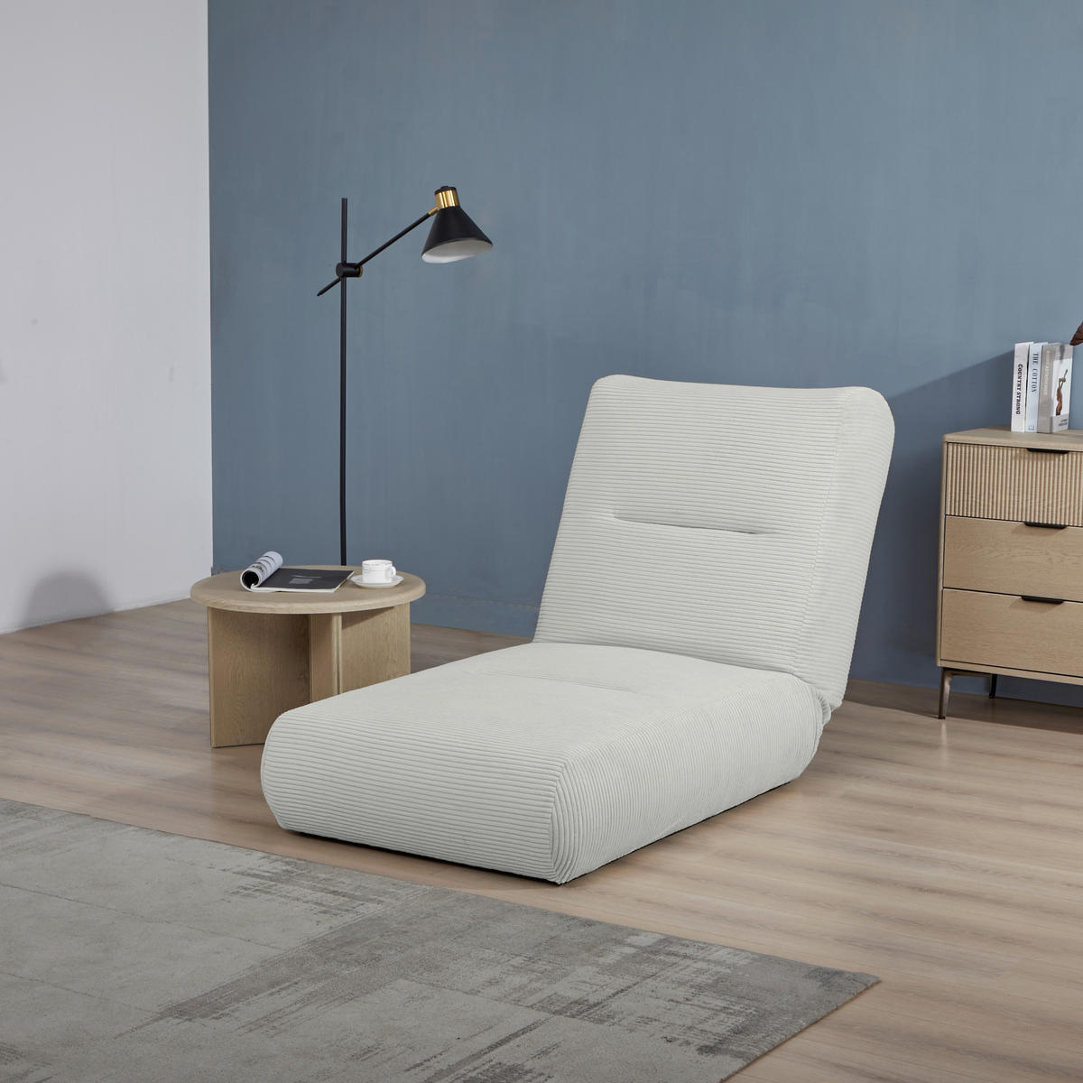 SCHLAFSESSEL in Cord Hellgrau  - Hellgrau, Design, Textil (81/88/160cm) - Livetastic