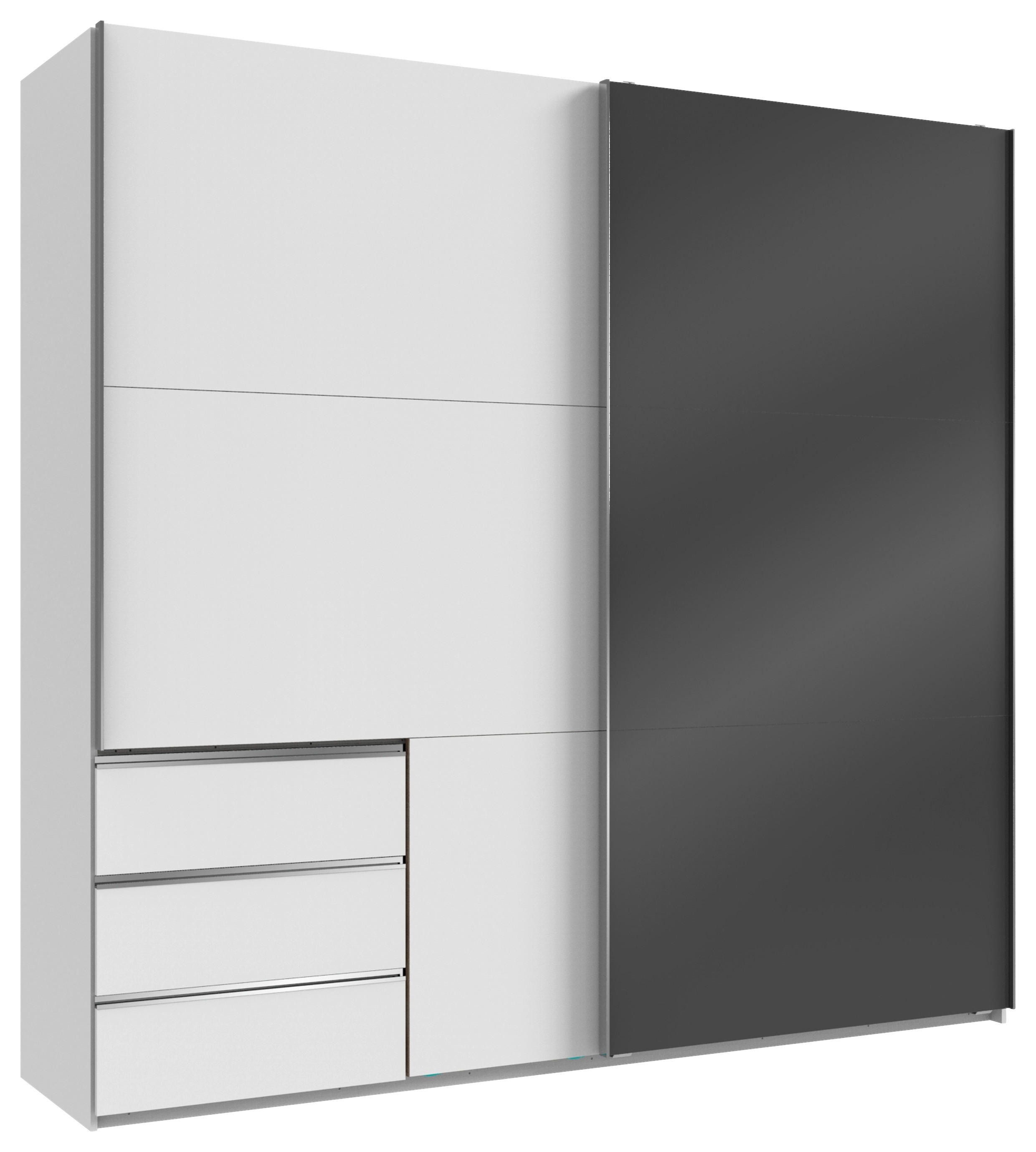 SCHWEBETÜRENSCHRANK 2-türig Grau, Weiß  - Chromfarben/Weiß, MODERN (250/236/65cm) - MID.YOU