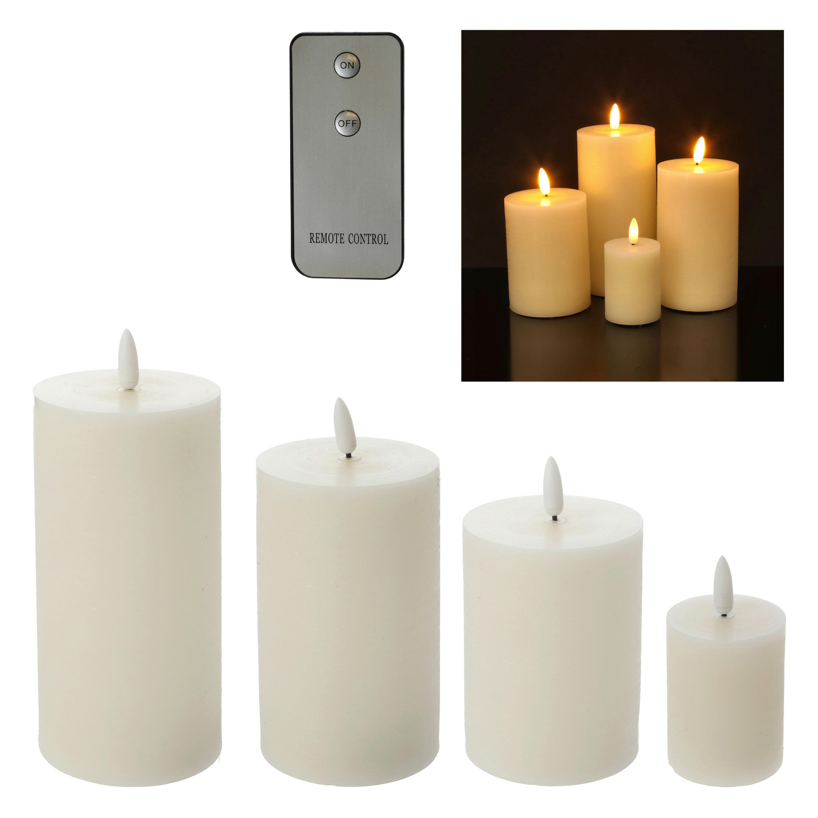 KERZE MIT LED - Creme, Trend, Kunststoff (35/21/8,5cm) - X-Mas