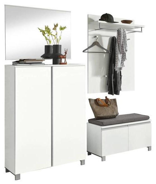 GARDEROBE 5-teilig  in 180/210/40 cm  - Silberfarben/Weiß, Design, Holzwerkstoff (180/210/40cm)