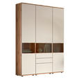 VITRINENKOMBINATION  in Buchefarben, Beige - Beige/Buchefarben, KONVENTIONELL, Glas/Holzwerkstoff (150/215/40cm) - Venda
