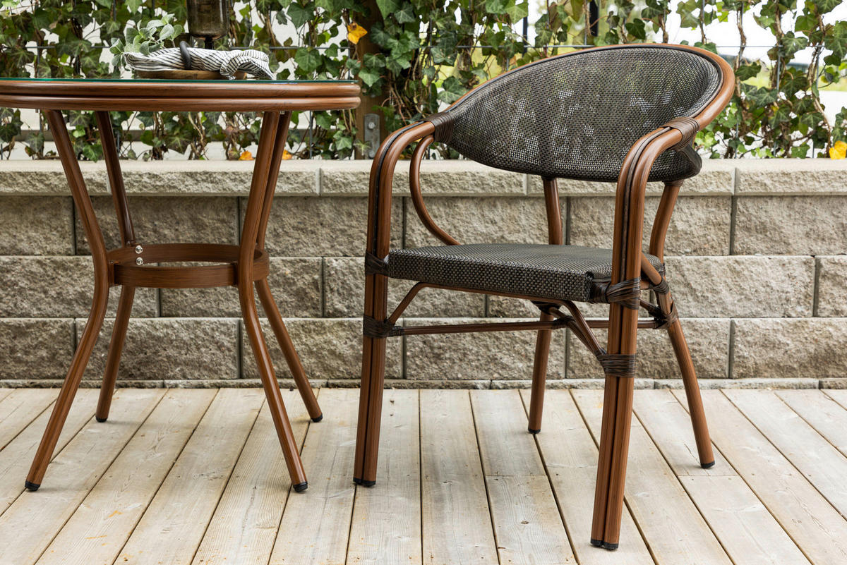 GARTENSTUHL-SET Aluminium Braun, Schwarz  - Schwarz/Braun, MODERN, Kunststoff/Metall (60/83/56cm) - Gardenson