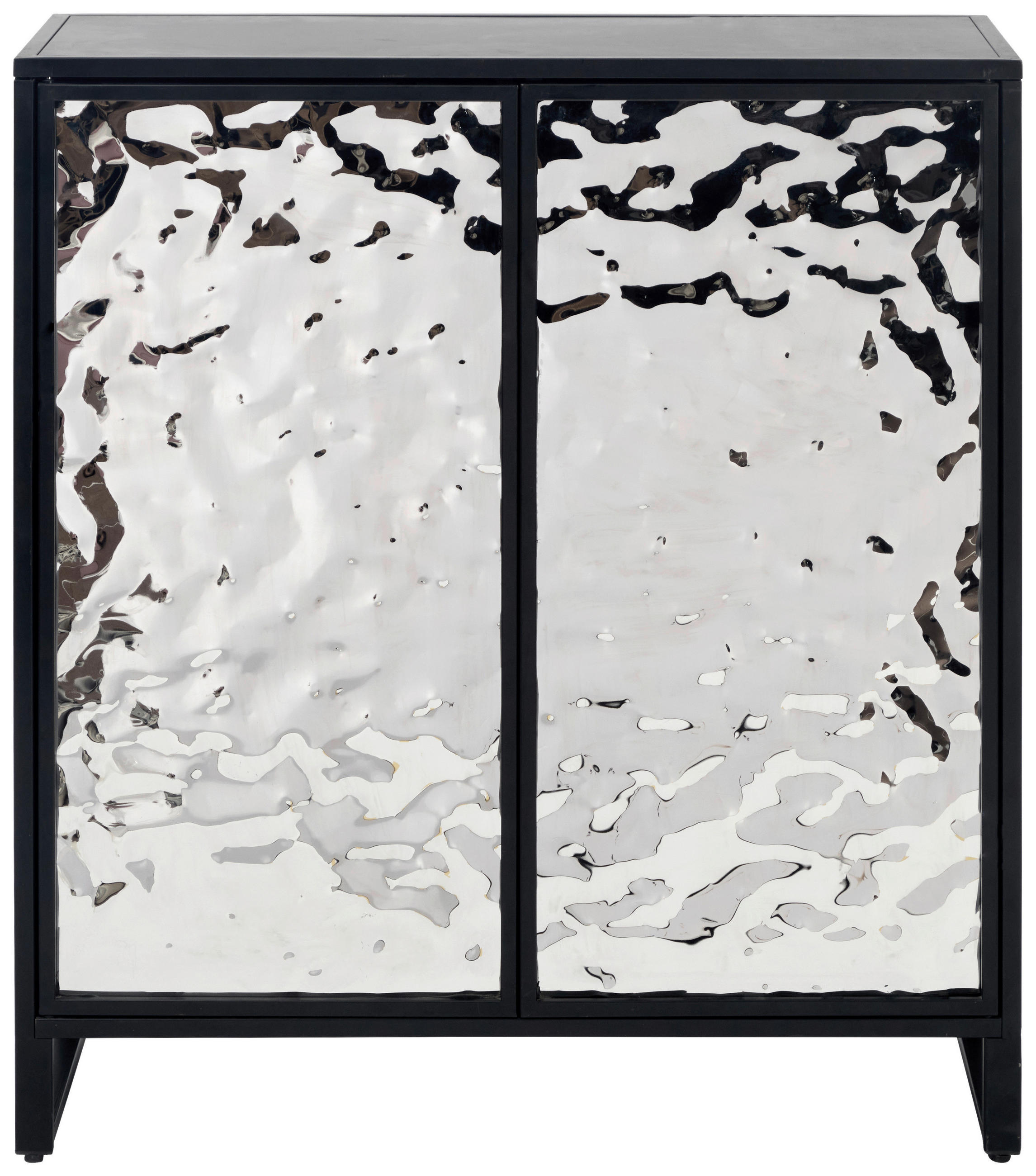 KOMODA, černá, barvy stříbra, 80/88/31 cm - černá/barvy stříbra, Design, kov (80/88/31cm) - MID.YOU
