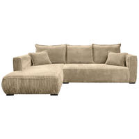 ECKSOFA in Cord Beige  - Beige/Schwarz, Modern, Holz/Textil (208/322cm) - MID.YOU