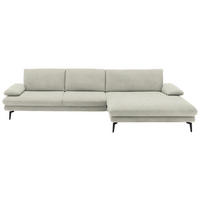 ECKSOFA in Velours Ecru  - Ecru/Schwarz, Design, Textil/Metall (310/180cm) - Dieter Knoll