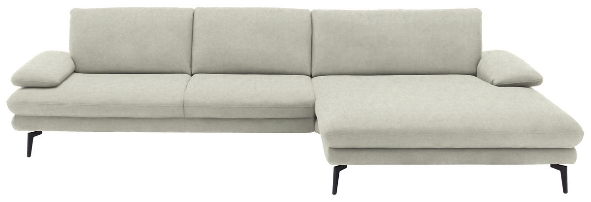 ECKSOFA in Velours Ecru  - Ecru/Schwarz, Design, Textil/Metall (310/180cm) - Dieter Knoll