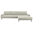 ECKSOFA  in Velours Ecru  310/180 cm  - Ecru/Schwarz, Design, Textil/Metall (310/180cm) - Dieter Knoll