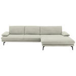 ECKSOFA  in Velours Ecru  310/180 cm  - Ecru/Schwarz, Design, Textil/Metall (310/180cm) - Dieter Knoll