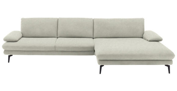ECKSOFA  in Velours Ecru  310/180 cm  - Ecru/Schwarz, Design, Textil/Metall (310/180cm) - Dieter Knoll