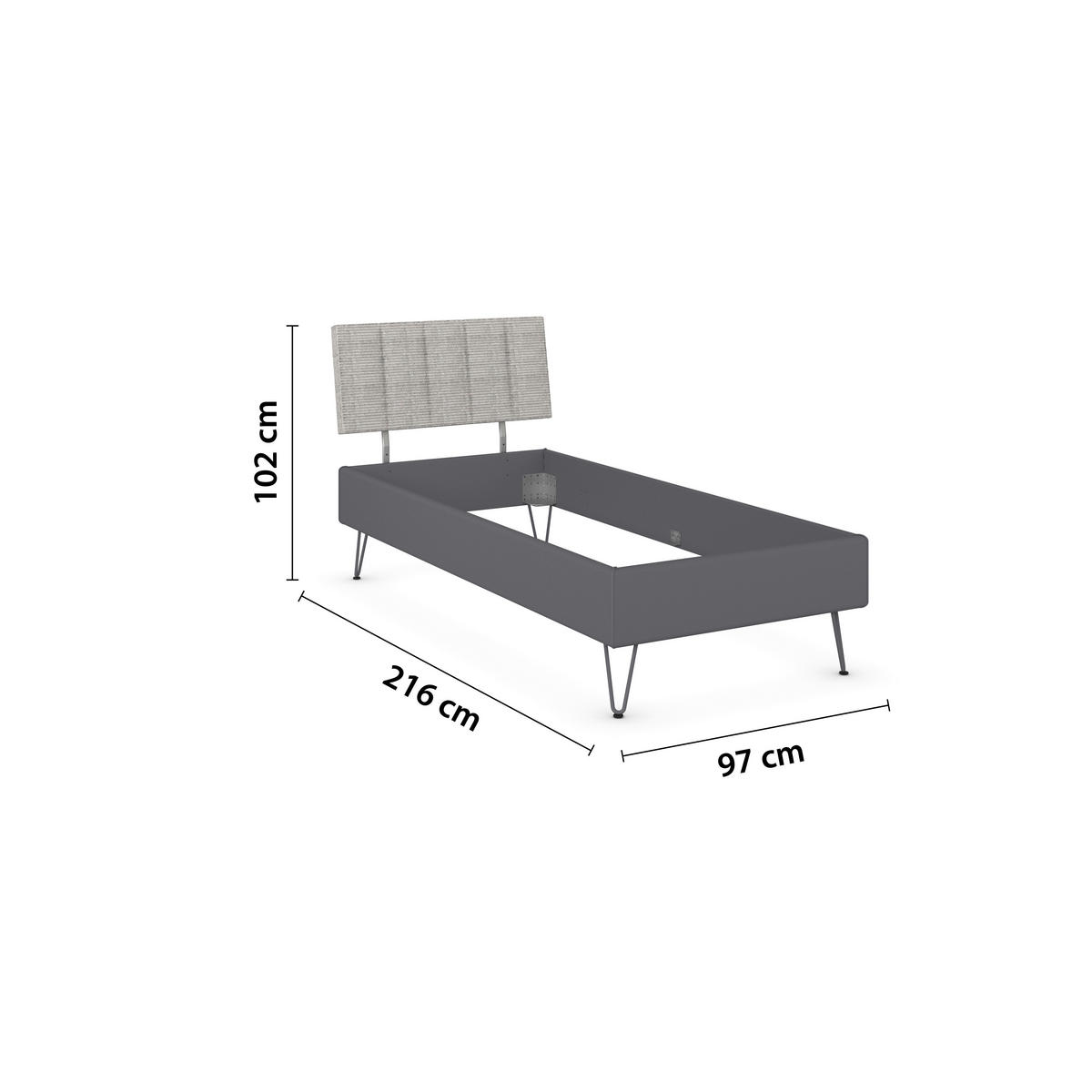 BETT 90/200 cm  in Grau  - Grau, Design, Textil/Metall (90/200cm) - Carryhome