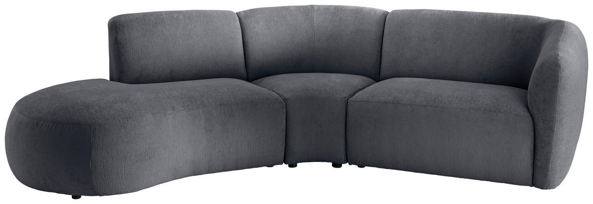ECKSOFA in Mikrofaser Anthrazit  - Anthrazit/Schwarz, Modern, Kunststoff/Textil (182/276cm) - Livetastic