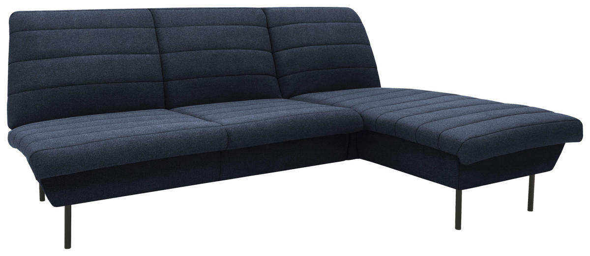ECKSOFA in Webstoff Blau   - Blau/Schwarz, Design, Textil/Metall (214/92/168cm) - LOOKS by W.Joop