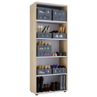 SCHUHSCHRANK Vandol  in 71/180/37 cm  - Schwarz/Sonoma Eiche, Design, Holzwerkstoff/Kunststoff (71/180/37cm) - MID.YOU
