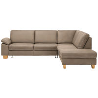 ECKSOFA  in Echtleder Greige  274/235 cm  - Greige/Eichefarben, KONVENTIONELL, Leder/Holzwerkstoff (274/235cm) - Beldomo Premium