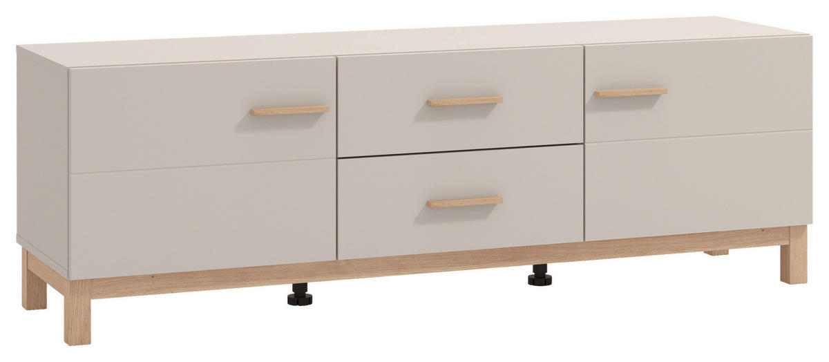 KOMODA POD TELEVIZI, kašmírová, dub artisan, 154/50,5/41,5 cm - kašmírová/dub artisan, Basics, kompozitní dřevo/plast (154/50,5/41,5cm) - Hom`in