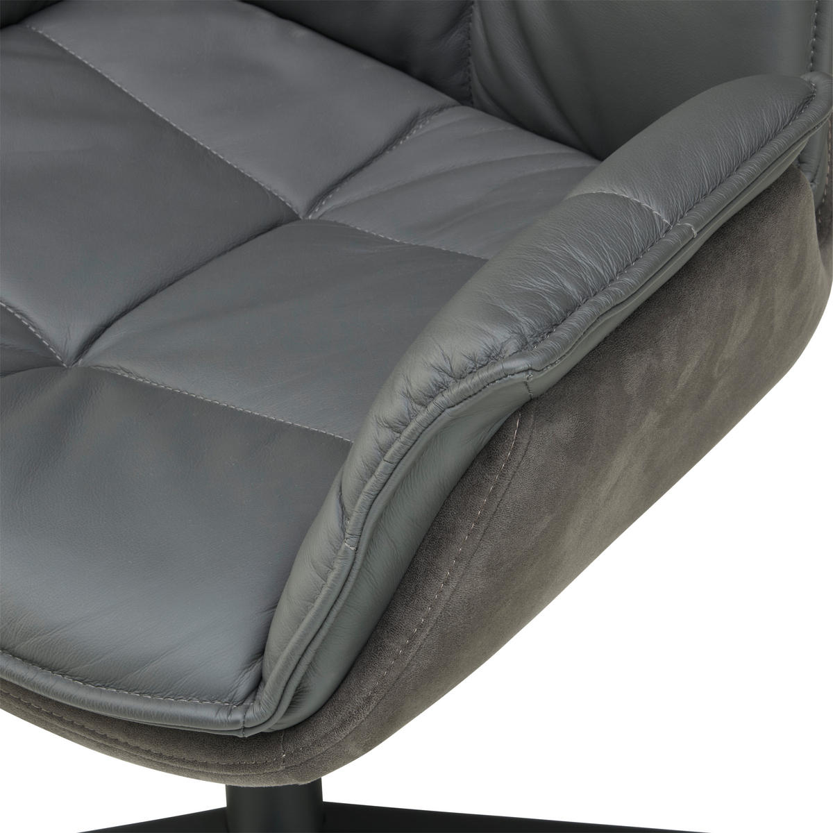 ARMLEHNSTUHL  in Eisen Webstoff Echtleder pigmentiert  - Schwarz/Grau, KONVENTIONELL, Leder/Textil (65/88/65cm) - Livetastic