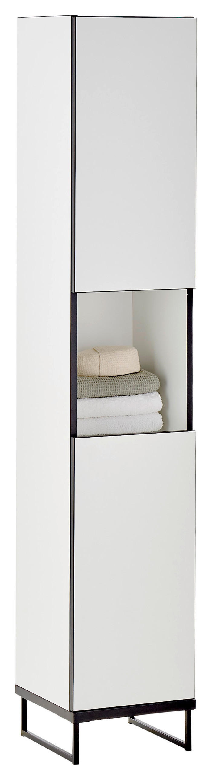 HOCHSCHRANK 30/162/31 cm - Weiss/Schwarz, Basics, Holzwerkstoff/Metall (30/162/31cm) - MID.YOU