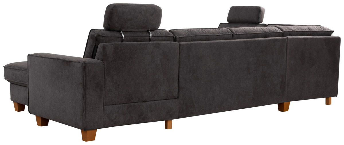 WOHNLANDSCHAFT in Flachgewebe Dunkelgrau  - Eichefarben/Dunkelgrau, Konventionell, Holz/Textil (213/309/161cm) - Sit & More
