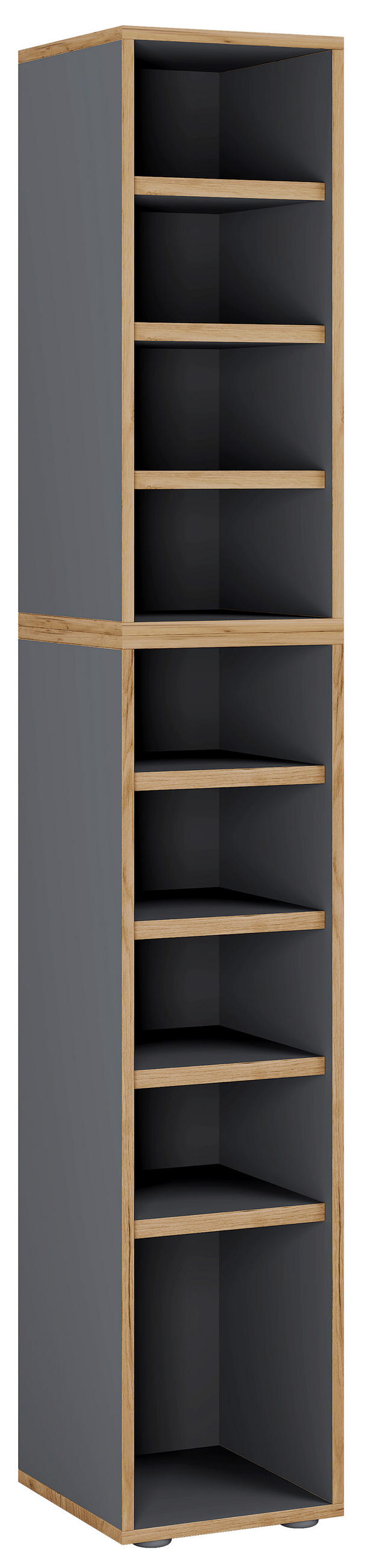SCHUHREGAL Anthrazit, Honigeiche  - Honigeiche/Anthrazit, Design, Holzwerkstoff/Kunststoff (30/183/33cm) - MID.YOU