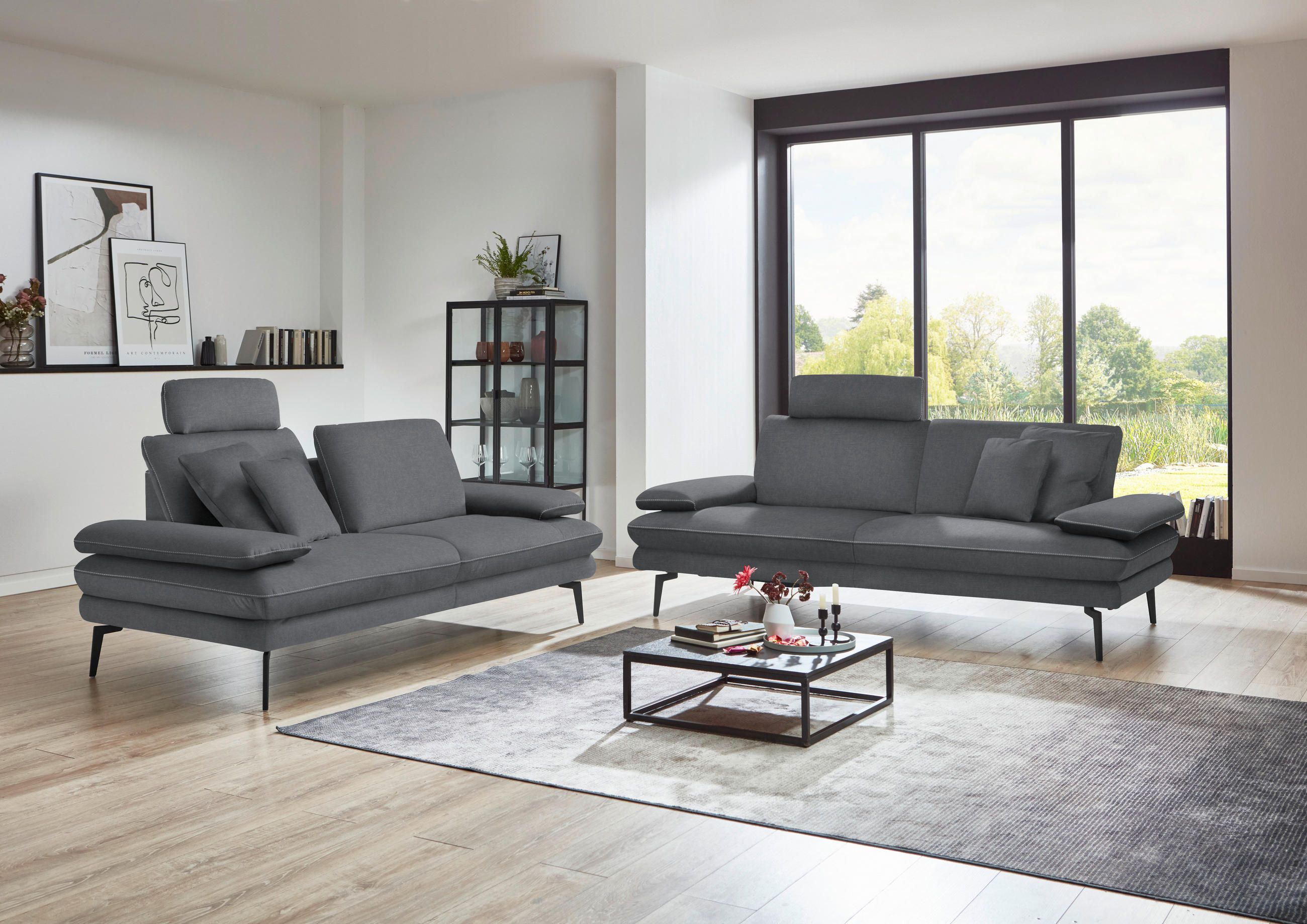 2,5-SITZER in Velours Silberfarben  - Beige/Silberfarben, Design, Textil/Metall (196/89/104cm) - Dieter Knoll