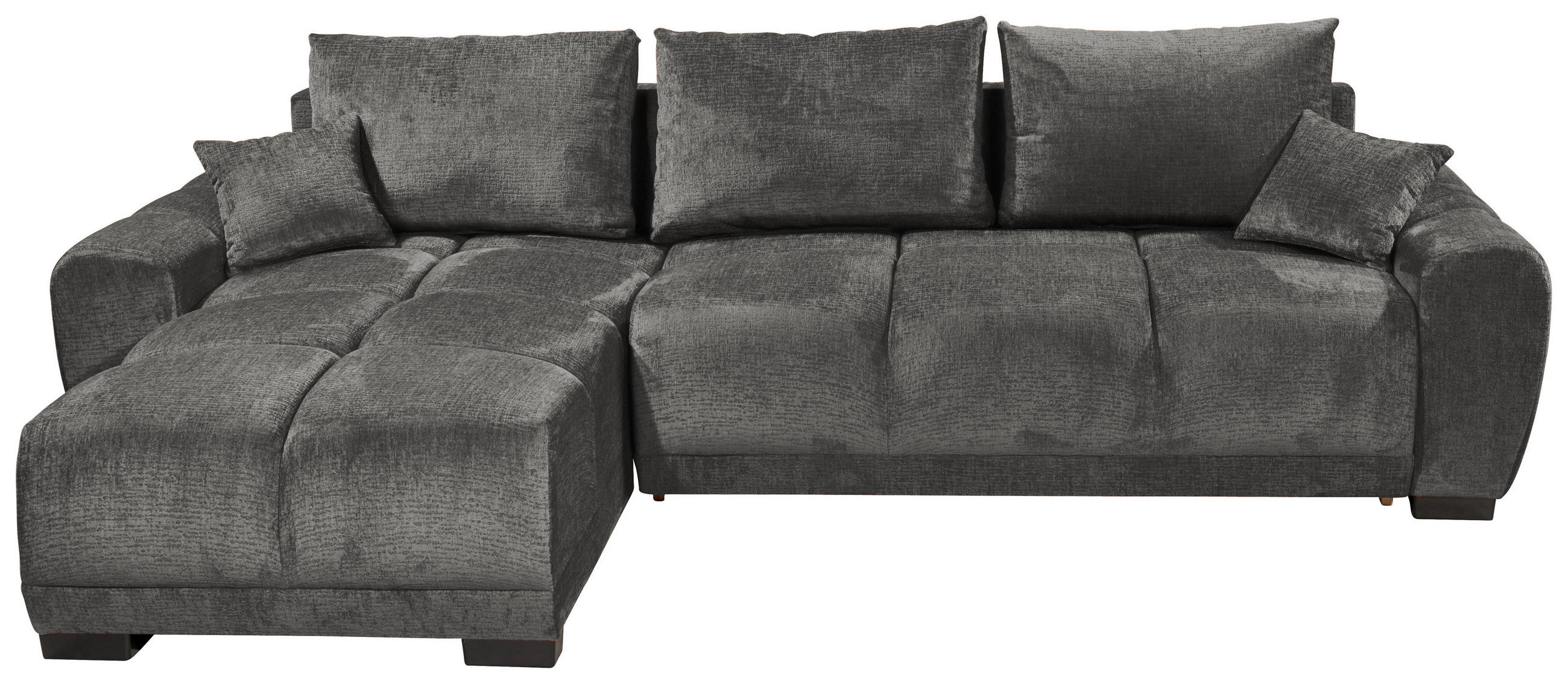 HÖRNBÄDDSOFFA 3-sits i chenille grafitfärgad  - grafitfärgad/svart, Basics, textil/plast (294/183cm) - Livetastic