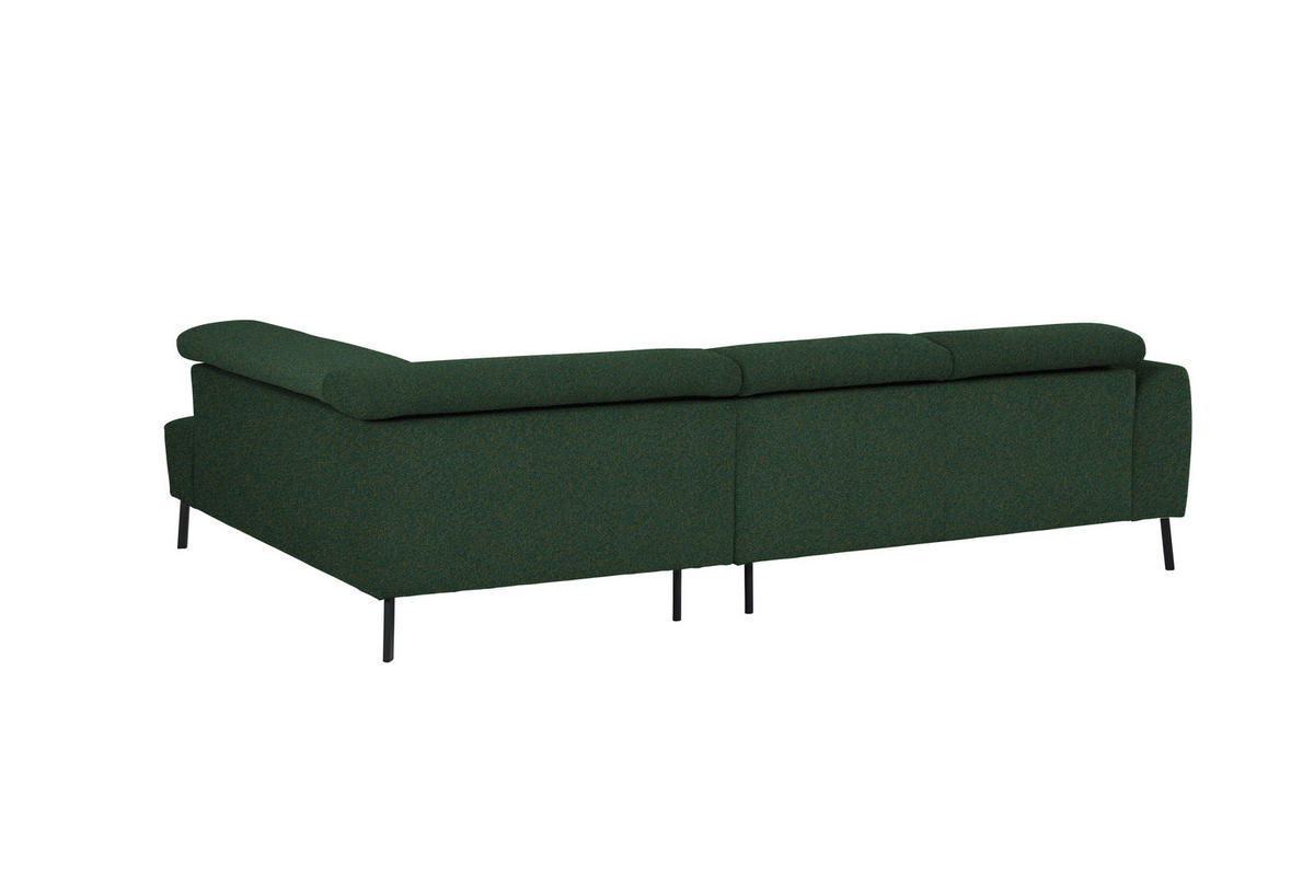 ECKSOFA in Struktur Grün  280/205 cm  - Schwarz/Grün, Design, Textil/Metall (280/205cm) - Xora