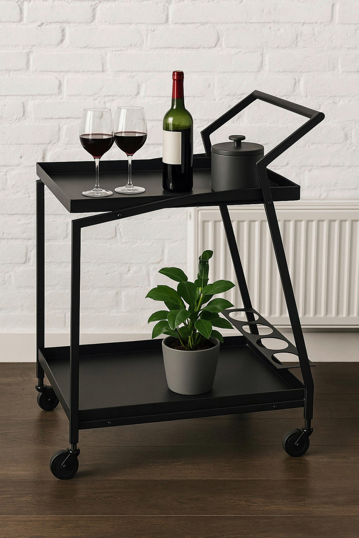 SERVIERWAGEN Schwarz  - Schwarz, Design, Kunststoff/Metall (41/55/82cm) - MID.YOU