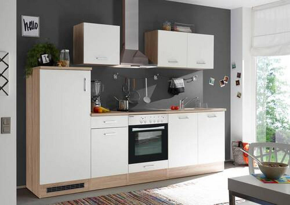 KÜCHENLEERBLOCK 270 cm   in Weiß, Eichefarben  - Edelstahlfarben/Eichefarben, Basics, Holzwerkstoff/Kunststoff (270cm) - Respekta