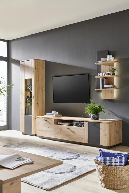 KOMMODE Anthrazit, Eichefarben  150/73/44 cm  - Eichefarben/Anthrazit, Design, Holzwerkstoff/Metall (150/73/44cm) - Ti'me
