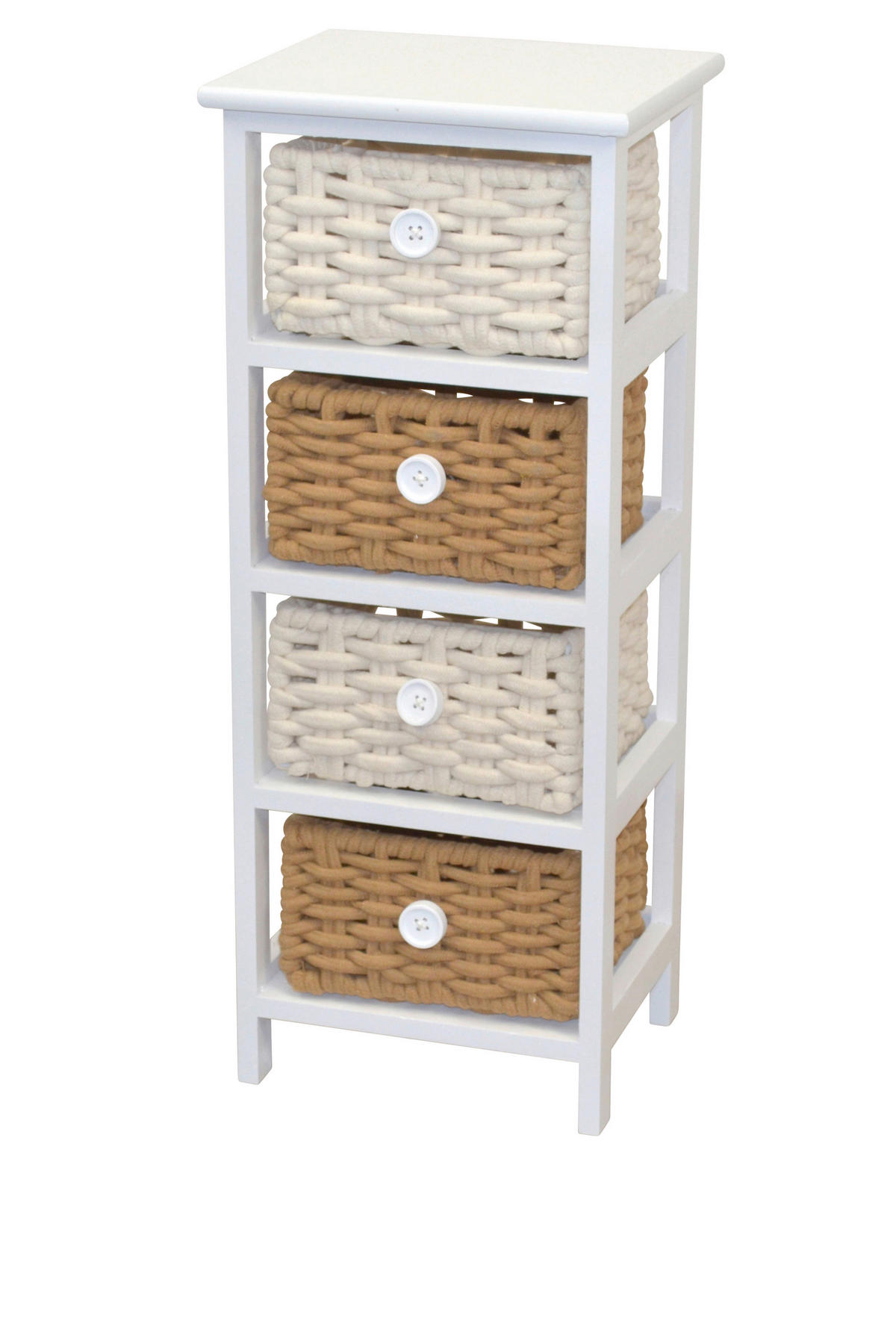 KOMMODE , , 4 Schublade(n)  - Creme/Braun, Design, Holz/Textil (25/30/74cm) - MID.YOU