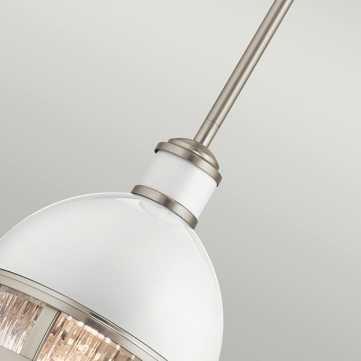 HÄNGELEUCHTE 20.4/44.5 cm    - Weiss/Nickelfarben, Design, Glas/Metall (20.4/44.5cm) - Elstead Lighting