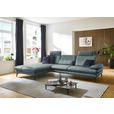 ECKSOFA in Echtleder Blaugrau  195/308 cm  - Blaugrau/Schwarz, Design, Leder/Metall (195/308cm) - Dieter Knoll