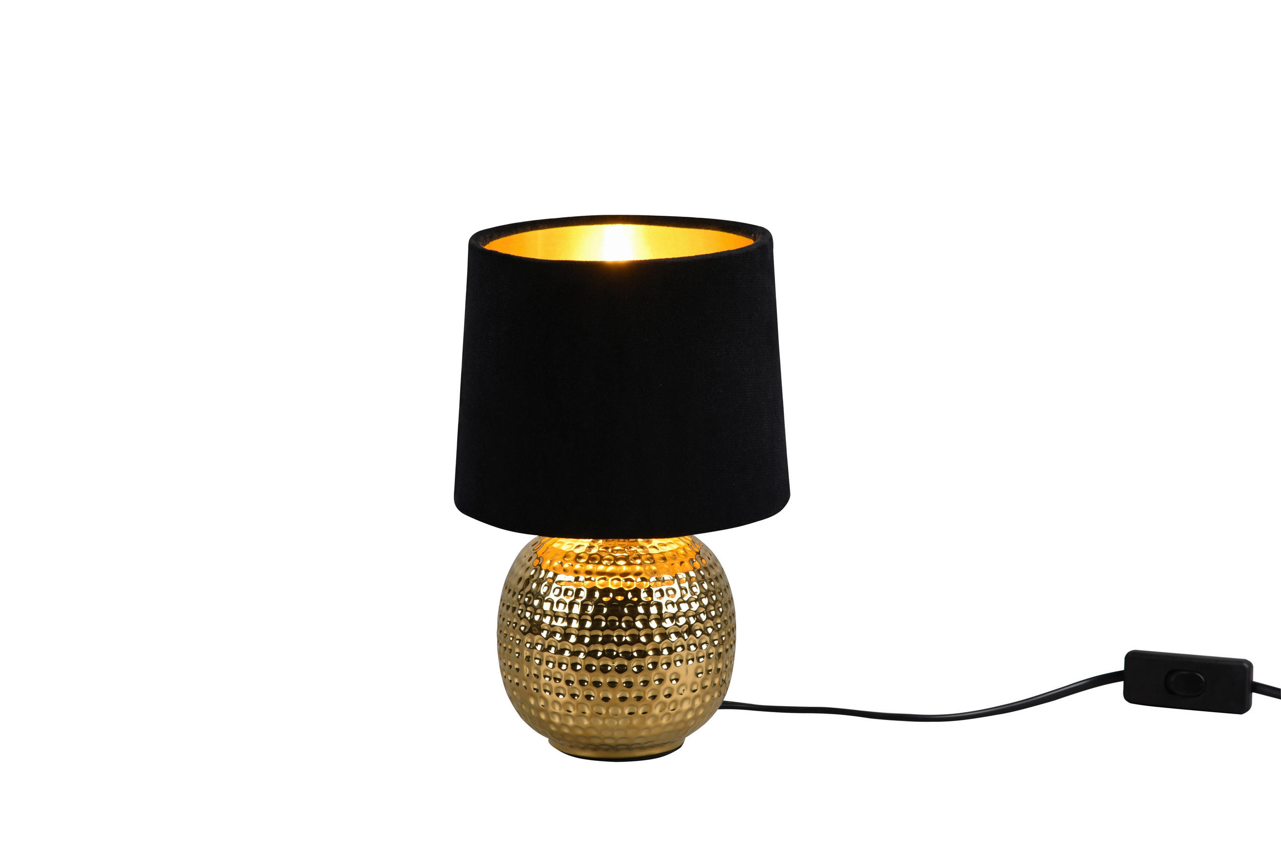 STONA LAMPA - zlatna/crna, Osnovno, tekstil/keramika (16/26cm)