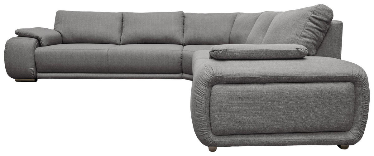 ECKSOFA Grau Struktur  - Chromfarben/Grau, KONVENTIONELL, Textil/Metall (280/310cm) - Carryhome